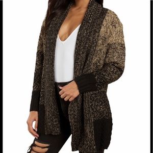 Tobi Chauffer Cream & Black Knitted Cardigan med